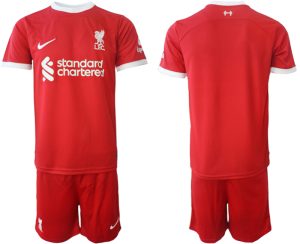 Liverpool Thuis tenue Mensen 2023-24 Korte Mouw (+ Korte broeken)