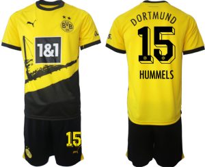 Borussia Dortmund Thuisshirt Mats Hummels #15 Voetbalshirts 2023-2024 Korte Mouw (+ Korte broeken)