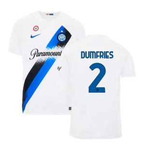 Inter Milan Denzel Dumfries #2 Uitshirt 2023-2024 Korte Mouw Voetbalshirts