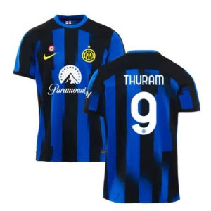 Inter Milan Marcus Thuram #9 Thuisshirt 2023-2024 Korte Mouw Voetbalshirts