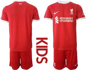 Liverpool Thuisshirt 2023-2024 Kids Korte Mouw (+ Korte broeken) Voetbalshirts