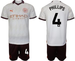 Manchester City Kalvin Phillips #4 Uitshirt 2023-2024 Voetbalshirts Korte Mouw (+ Korte broeken)