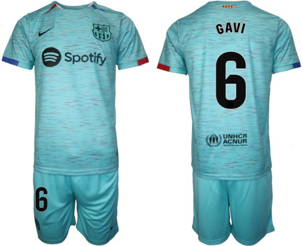 Barcelona Gavi #6 Derde Shirt 2023-24 Voetbalshirts Korte Mouw (+ Korte broeken)