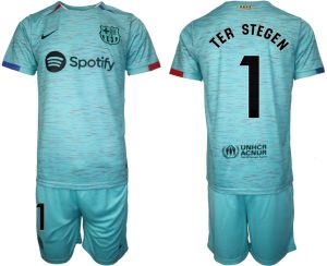 Barcelona Marc-Andre ter Stegen #1 Derde Shirt 2023-24 Voetbalshirts Korte Mouw (+ Korte broeken)