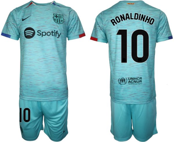 Barcelona Ronaldinho #10 Derde Shirt 2023-24 Voetbalshirts Korte Mouw (+ Korte broeken)