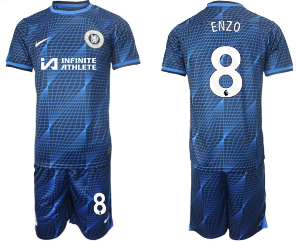 Chelsea Enzo Fernández #8 Uitshirt 2023/24 Korte Mouw (+ Korte broeken) Voetbalshirts