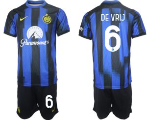 Inter Milan Stefan de Vrij #6 Thuisshirt 2023/24 Korte Mouw (+ Korte broeken) Voetbalshirts