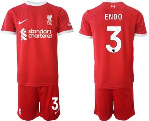 Liverpool Wataru Endo #3 Thuisshirt 2023/24 Korte Mouw (+ Korte broeken) Voetbalshirts