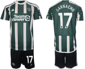 Manchester United Alejandro Garnacho #17 Uitshirt 2023/24 Korte Mouw (+ Korte broeken) Voetbalshirts