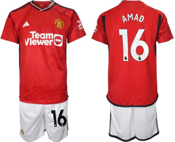 Manchester United Amad Diallo #16 Thuisshirt 2023/24 Korte Mouw (+ Korte broeken) Voetbalshirts