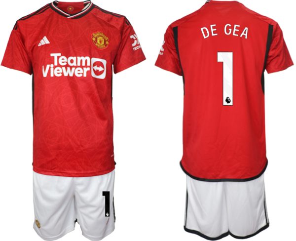 Manchester United David de Gea #1 Thuisshirt 2023/24 Korte Mouw (+ Korte broeken) Voetbalshirts