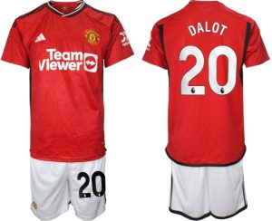 Manchester United Diogo Dalot #20 Thuisshirt 2023/24 Korte Mouw (+ Korte broeken) Voetbalshirts