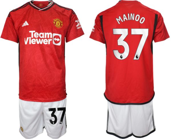 Manchester United Kobbie Mainoo #37 Thuisshirt 2023/24 Korte Mouw (+ Korte broeken) Voetbalshirts