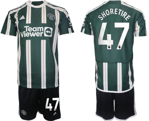 Manchester United Shola Shoretire #47 Uitshirt 2023/24 Korte Mouw (+ Korte broeken) Voetbalshirts