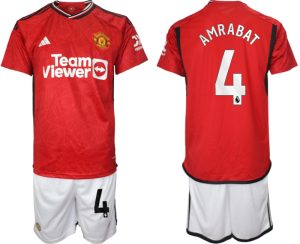 Manchester United Sofyan Amrabat #4 Thuisshirt 2023/24 Korte Mouw (+ Korte broeken) Voetbalshirts