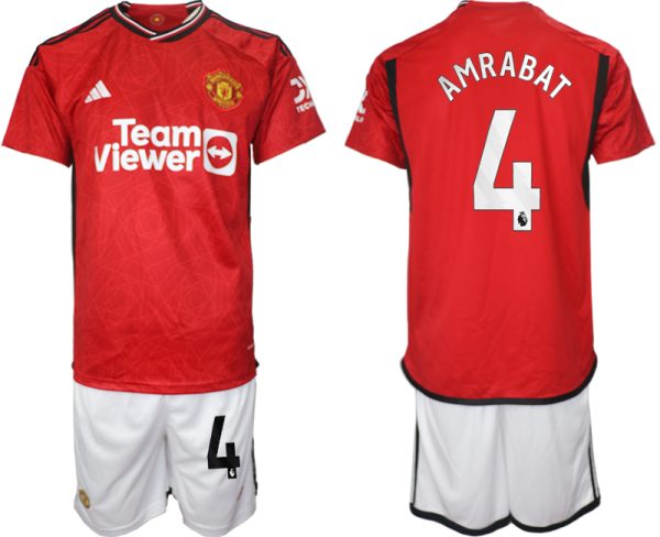 Manchester United Sofyan Amrabat #4 Thuisshirt 2023/24 Korte Mouw (+ Korte broeken) Voetbalshirts