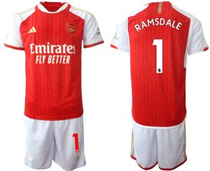 Arsenal Aaron Ramsdale #1 Thuisshirt 2023-24 Mensen Korte Mouw (+ Korte broeken) Voetbalshirts