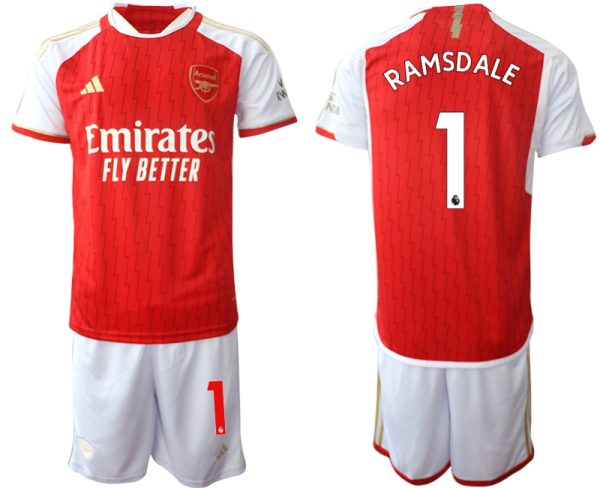 Arsenal Aaron Ramsdale #1 Thuisshirt 2023-24 Mensen Korte Mouw (+ Korte broeken) Voetbalshirts