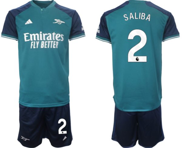 Arsenal William Saliba #2 Derde Shirt 2023-24 Mensen Korte Mouw (+ Korte broeken) Voetbalshirts