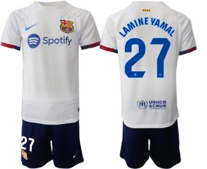 Barcelona Lamine Yamal #27 Uitshirt 2023-24 Mensen Korte Mouw (+ Korte broeken) Voetbalshirts