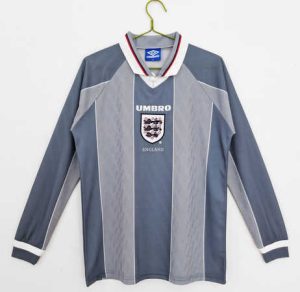 Engeland Euro 1996 Uit tenue Lange Mouwen Klassieke Retro Voetbalshirts-1