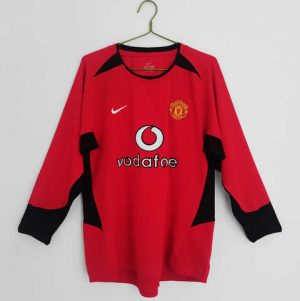 Manchester United 2002/04 Thuis tenue Lange Mouwen Klassieke Retro Voetbalshirts