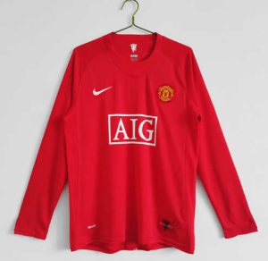 Manchester United 2007/08 Thuis tenue Lange Mouwen Klassieke Retro Voetbalshirts