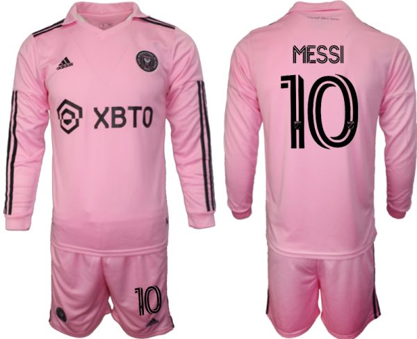 Inter Miami Lionel Messi #10 Thuisshirt 2023-24 Mensen Lange Mouwen (+ Korte broeken) Voetbalshirts