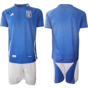 Italië Thuisshirt 2024-25 Mensen Korte Mouw (+ Korte broeken) Voetbalshirts