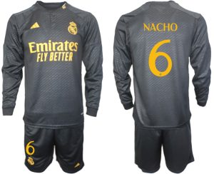 Real Madrid Nacho #6 Derde Shirt 2023-24 Mensen Lange Mouwen (+ Korte broeken) Voetbalshirts