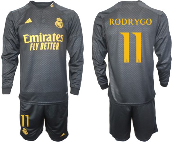 Real Madrid Rodrygo #11 Derde Shirt 2023-24 Mensen Lange Mouwen (+ Korte broeken) Voetbalshirts