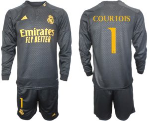 Real Madrid Thibaut Courtois #1 Derde Shirt 2023-24 Mensen Lange Mouwen (+ Korte broeken) Voetbalshirts