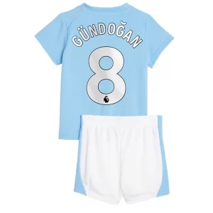 Kids Manchester City Ilkay Gundogan #8 Thuisshirt 2023-2024 Voetbalshirts Korte Mouw (+ Korte broeken)