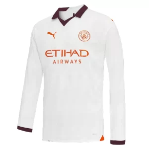 Manchester City Uitshirt 2023-2024 Voetbalshirt met Lange Mouwen