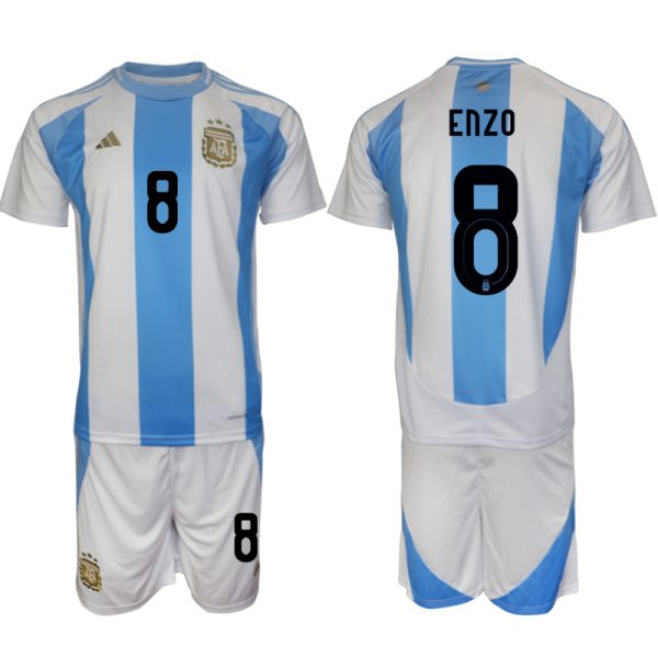 Goedkope Argentinië Enzo Fernandez #8 Thuisshirt Copa América 2024 Voetbalshirts 2024/25 Korte Mouw (+ Korte broeken) Kopen