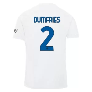 Inter Milan Denzel Dumfries #2 Uitshirt 2023-2024 Voetbalshirts Korte Mouw