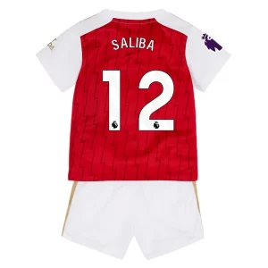 Kids Arsenal Saliba #12 Thuisshirt 2023-2024 Voetbalshirts Korte Mouw (+ Korte broeken)