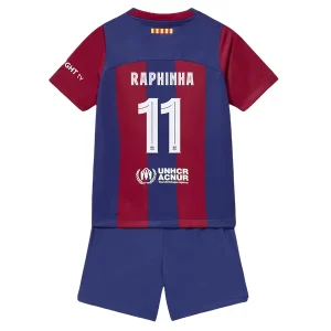 Kids FC Barcelona Raphinha #11 Thuisshirt Voetbalshirts Korte Mouw (+ Korte broeken)