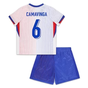 Kids Frankrijk Eduardo Camavinga #6 Uitshirt EK 2024 Voetbalshirts Korte Mouw (+ Korte broeken)