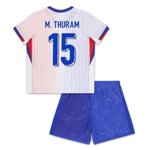 Kids Frankrijk Marcus Thuram #15 Uitshirt EK 2024 Voetbalshirts Korte Mouw (+ Korte broeken)