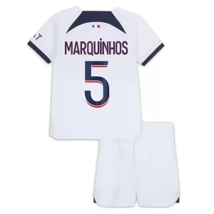 Kids Paris Saint Germain PSG Marquinhos #5 Uitshirt 2023-2024 Voetbalshirts Korte Mouw (+ Korte broeken)