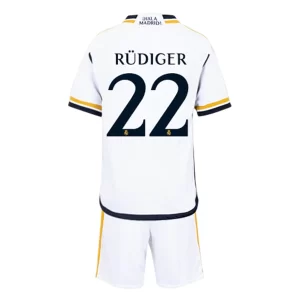 Kids Real Madrid Antonio Rudiger #22 Thuisshirt 2023-2024 Voetbalshirts Korte Mouw (+ Korte broeken)