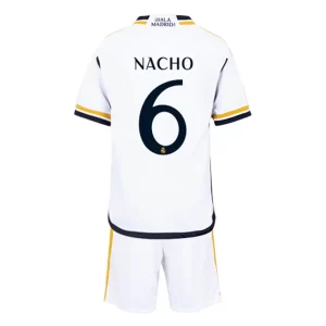 Kids Real Madrid Nacho #6 Thuisshirt 2023-2024 Voetbalshirts Korte Mouw (+ Korte broeken)