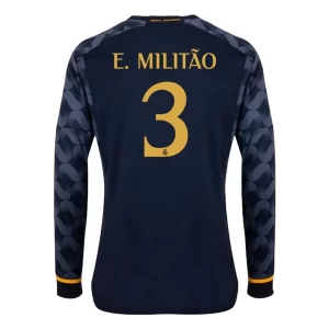 Real Madrid Eder Militao #3 Uitshirt 2023-2024 Voetbalshirts Lange Mouwen