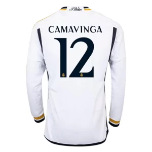 Real Madrid Eduardo Camavinga #12 Thuisshirt 2023-2024 Voetbalshirts Lange Mouwen