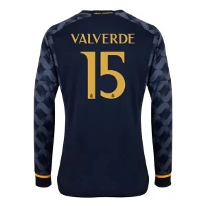 Real Madrid Federico Valverde #15 Uitshirt 2023-2024 Voetbalshirts Lange Mouwen