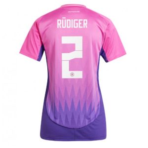 Dames Duitsland Antonio Rudiger #2 Uitshirt EK 2024 Voetbalshirts Korte Mouw