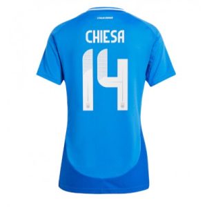 Dames Italië Federico Chiesa #14 Thuisshirt EK 2024 Voetbalshirts Korte Mouw