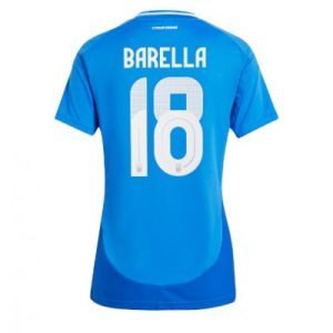 Dames Italië Nicolo Barella #18 Thuisshirt EK 2024 Voetbalshirts Korte Mouw