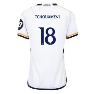 Dames Real Madrid Aurelien Tchouameni #18 Thuisshirt 2023-2024 Voetbalshirts Korte Mouw